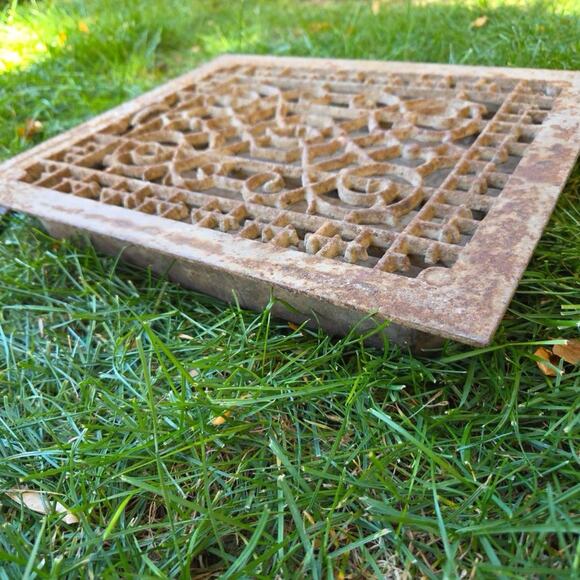 Antique Cast Iron Heating Floor Grate Vent Register Cover 14X12 - Picture 2 of 3